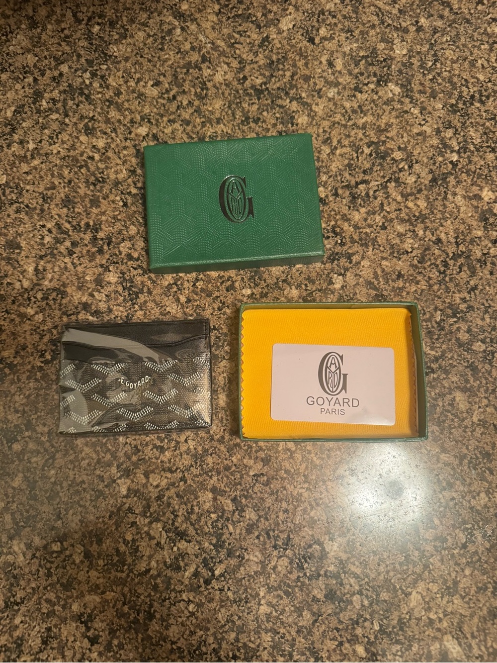 Goyard Black and Gray Goyardine Card Holder with Box